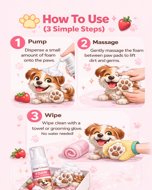 Dry paw cleaner shampoo with Dogs & Cats with microfiber towel and Pet Brush