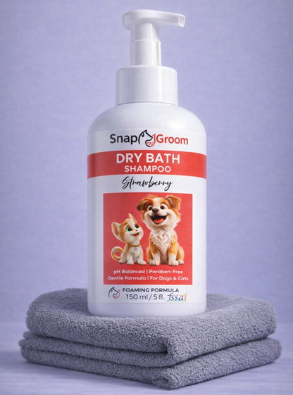 Snapgroom Waterless Dry Shampoo for Dogs & Cats with microfiber towel