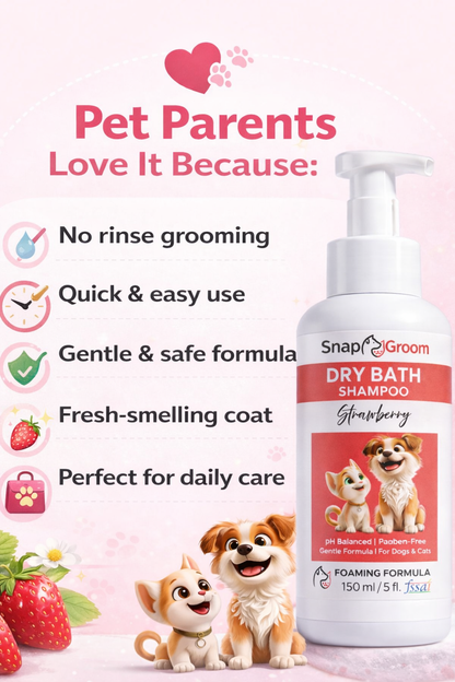 Snapgroom Waterless Dry Shampoo for Dogs & Cats with microfiber towel