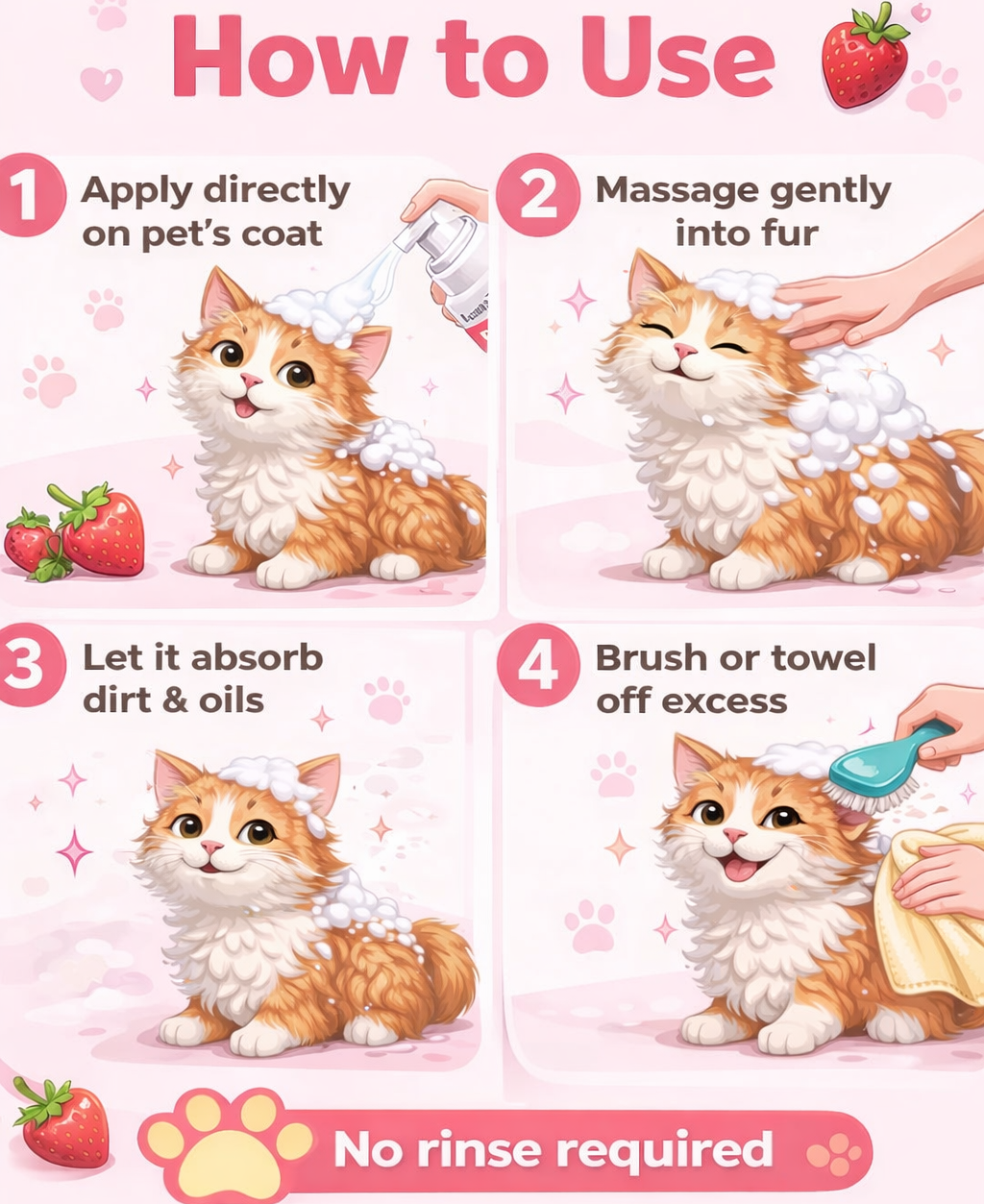 Snapgroom Waterless Dry Shampoo for Cats with microfiber towel