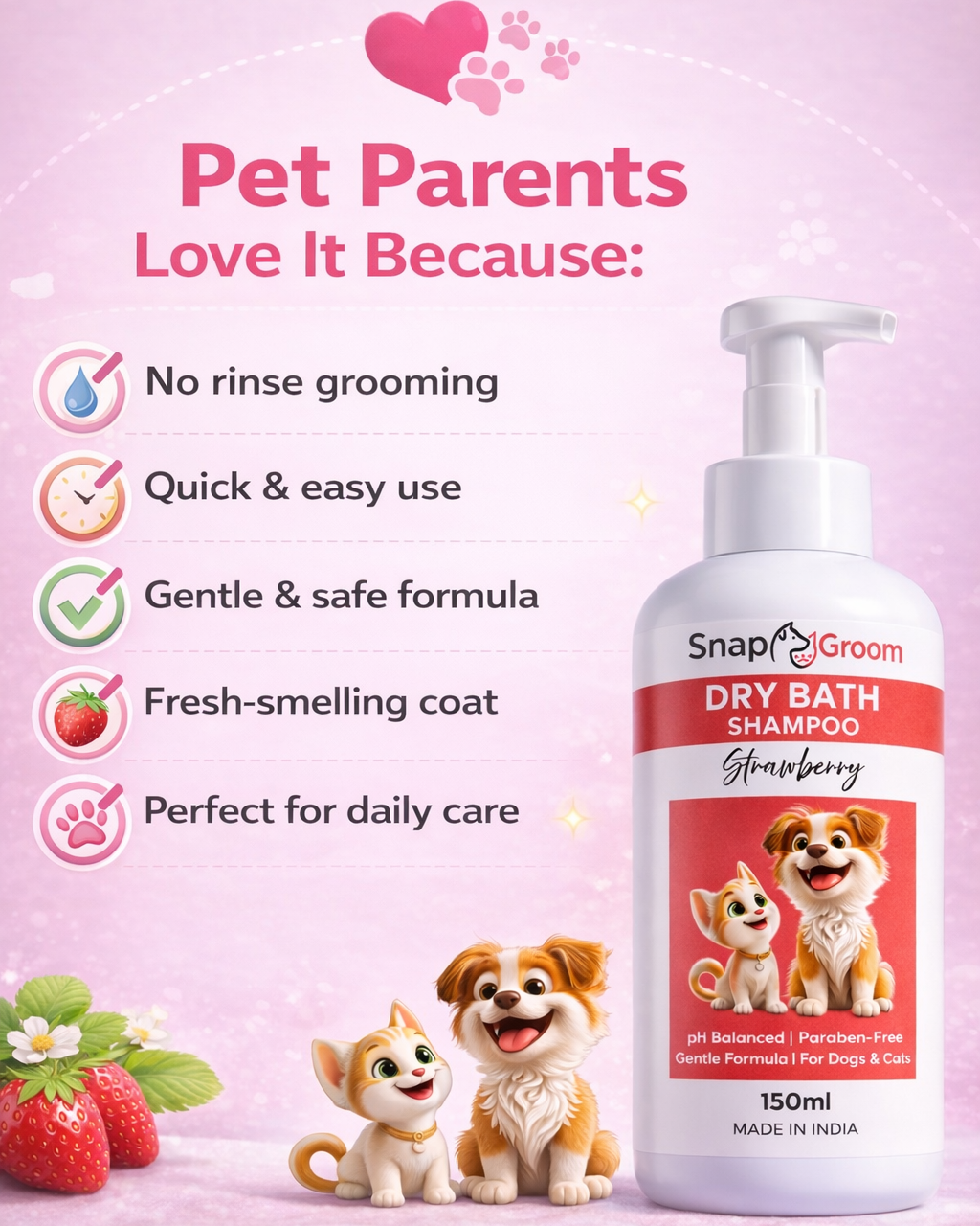 Snapgroom Waterless Dry Shampoo for Cats with microfiber towel