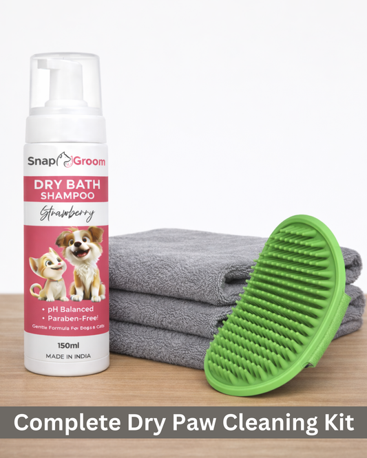 Dry paw cleaner shampoo with Dogs & Cats with microfiber towel and Pet Brush