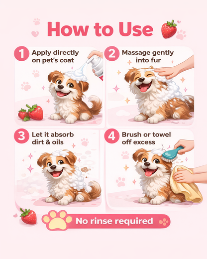 Waterless Dry Shampoo for Dogs & Cats with microfiber towel and Pet Brush