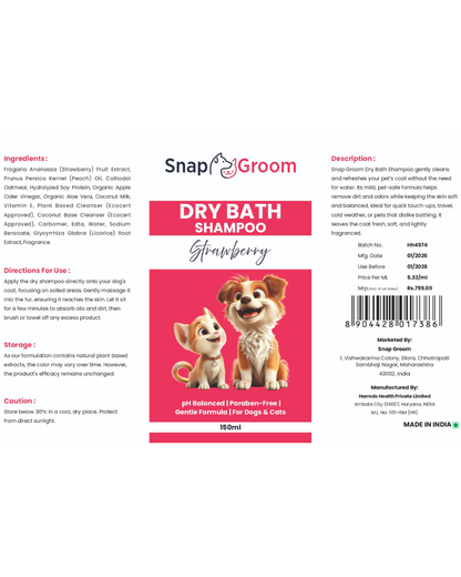 Waterless Dry Shampoo for Dogs & Cats with microfiber towel and Pet Brush